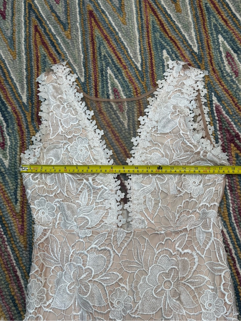 👰🏼‍♀️▫️ Lace Deep-V Mini Dress in Ivory White Sheer Neckline ▫️👰🏼‍♀️ - Picture 8 of 11
